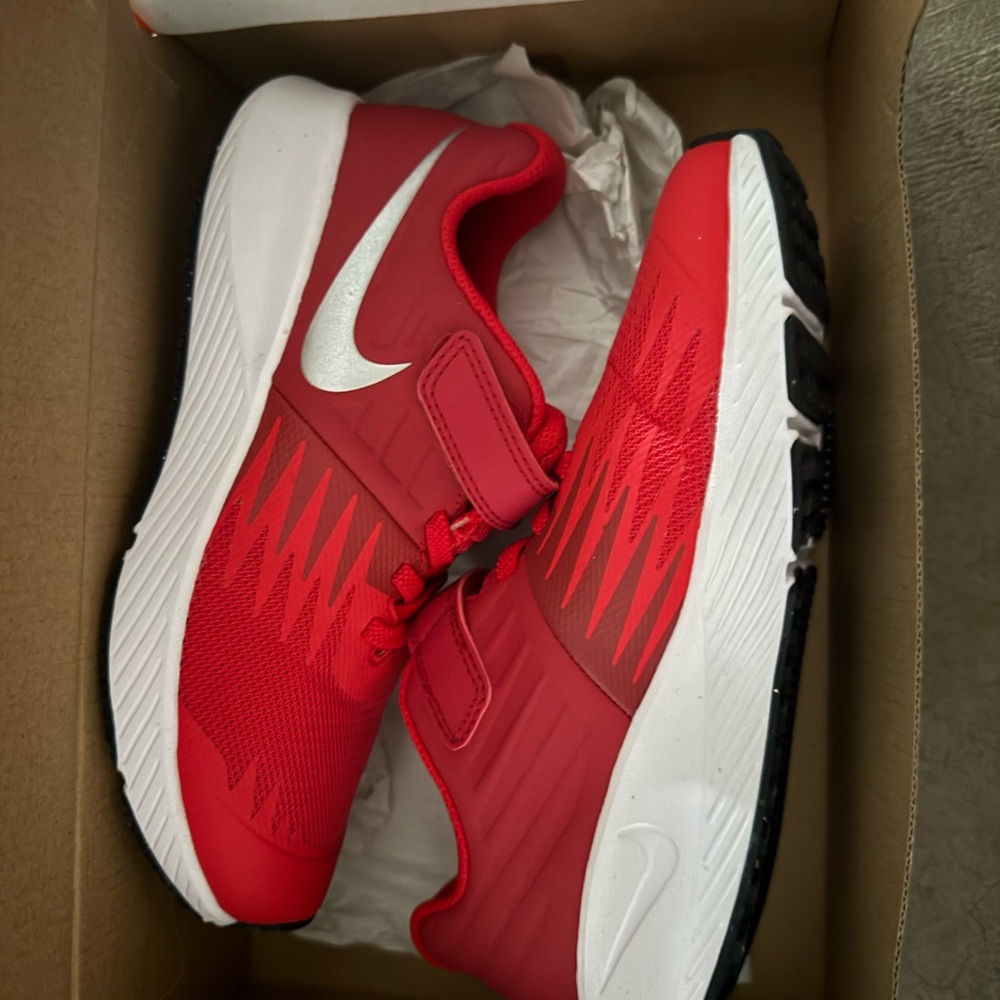 Brand new in box, Nike Kids Red and White Sneakers
